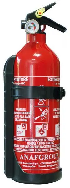 Estintore portatile a polvere ABC 1 kg con supporto e manometro