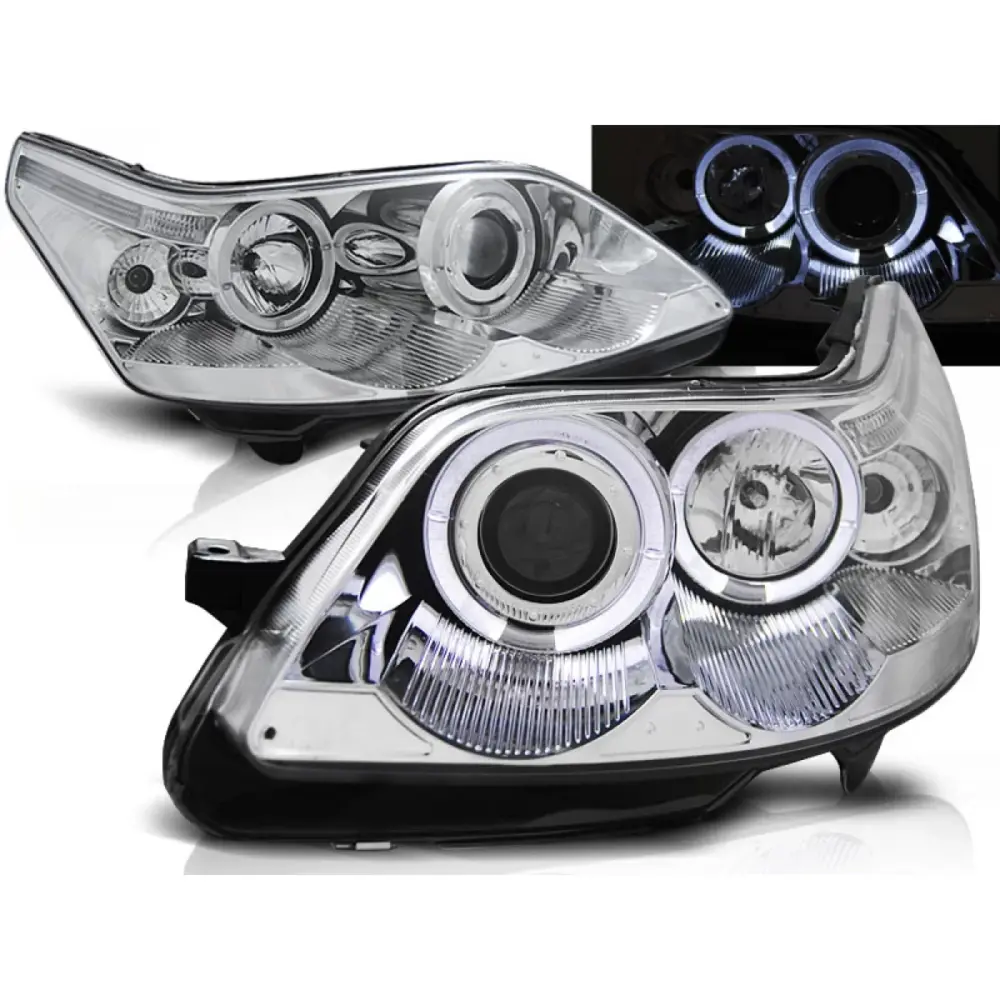 Fanale Anteriore Angel Eyes Cromato per Citroën C4 04-10