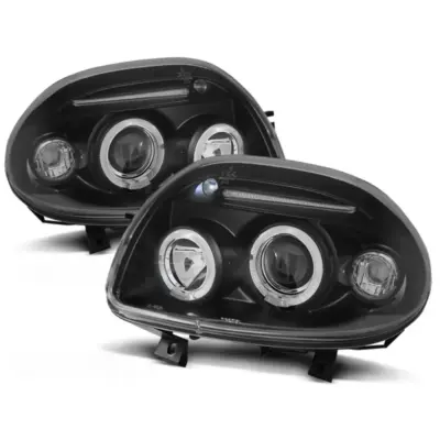 Fanale Anteriore Angel Eyes Nero per Renault Clio Ii 09.98-05.01