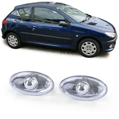 Fanale Freccia Laterale Trasparente Cromato per Peugeot 107 206 Sw Cc 307 407