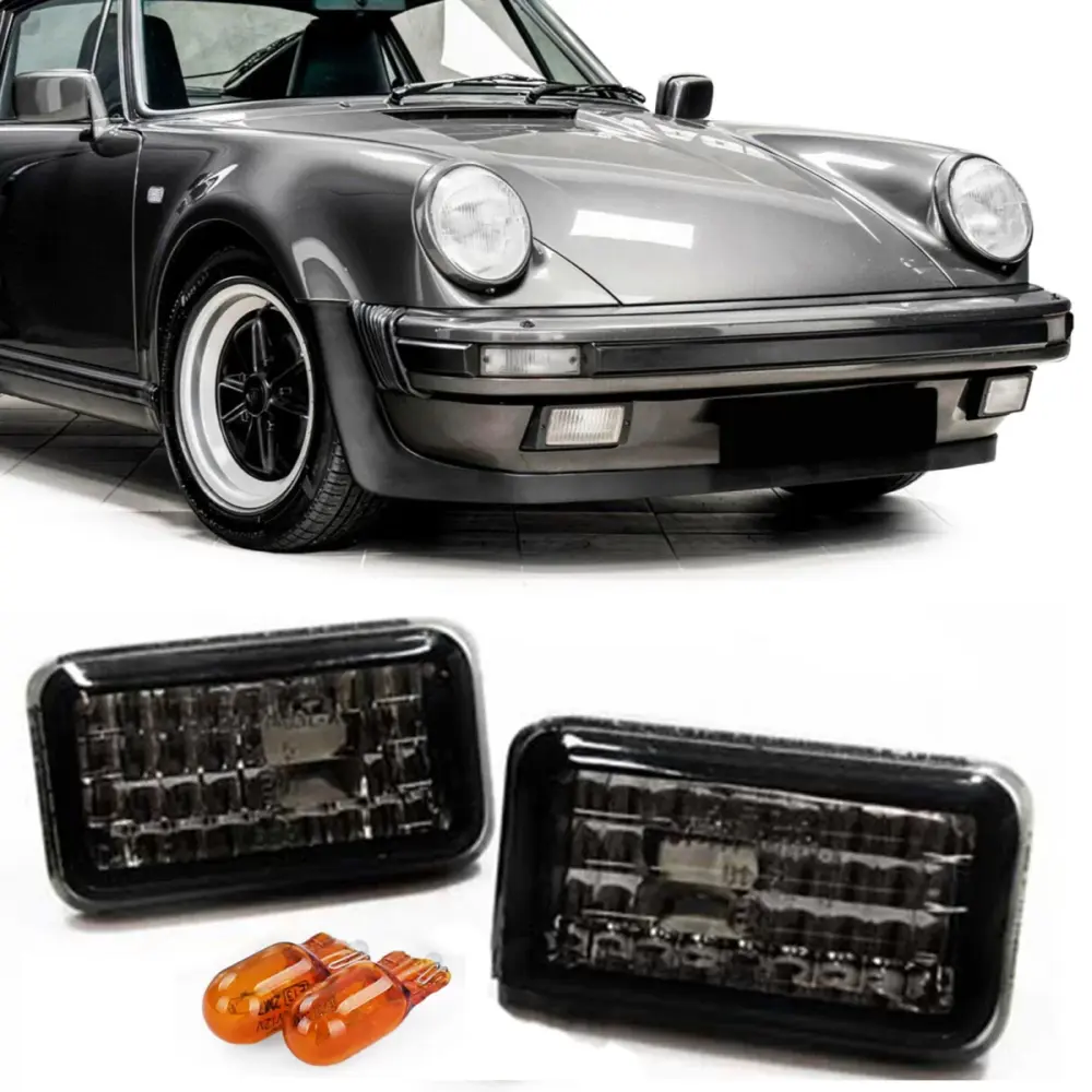 Fanale Laterale Vetro Trasparente Nero per Porsche 911 924 944 964 993