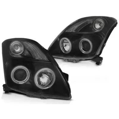 Fanali CCFL Angel Eyes Neri per Suzuki Swift 05.05-10
