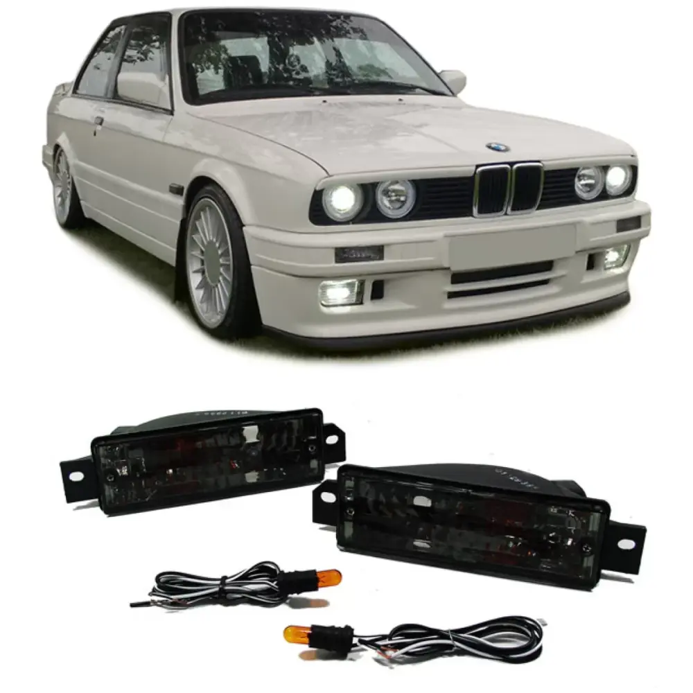 Fanali Indicatori Vetro Trasparente con Luce di Posizione Nera per BMW Serie 3