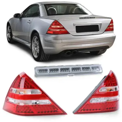 Fanali Posteriori LED con Terza Luce Stop Rossa Trasparente per Mercedes SLK