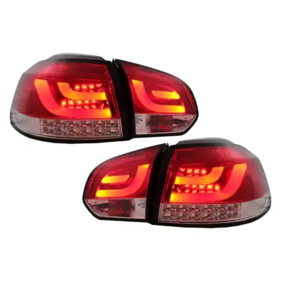 Fanali Posteriori LED Rosso Trasparente per Volkswagen Golf 6 Vi 2008-2013 LHD