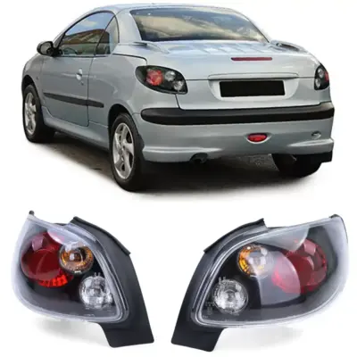 Fanali Posteriori Vetro Trasparente Neri per Peugeot 206 Cc 00-08
