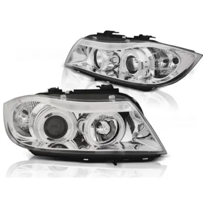 Fari Angel Eyes CCFL Cromati Anteriori per BMW E90 E91 03.05-08.08