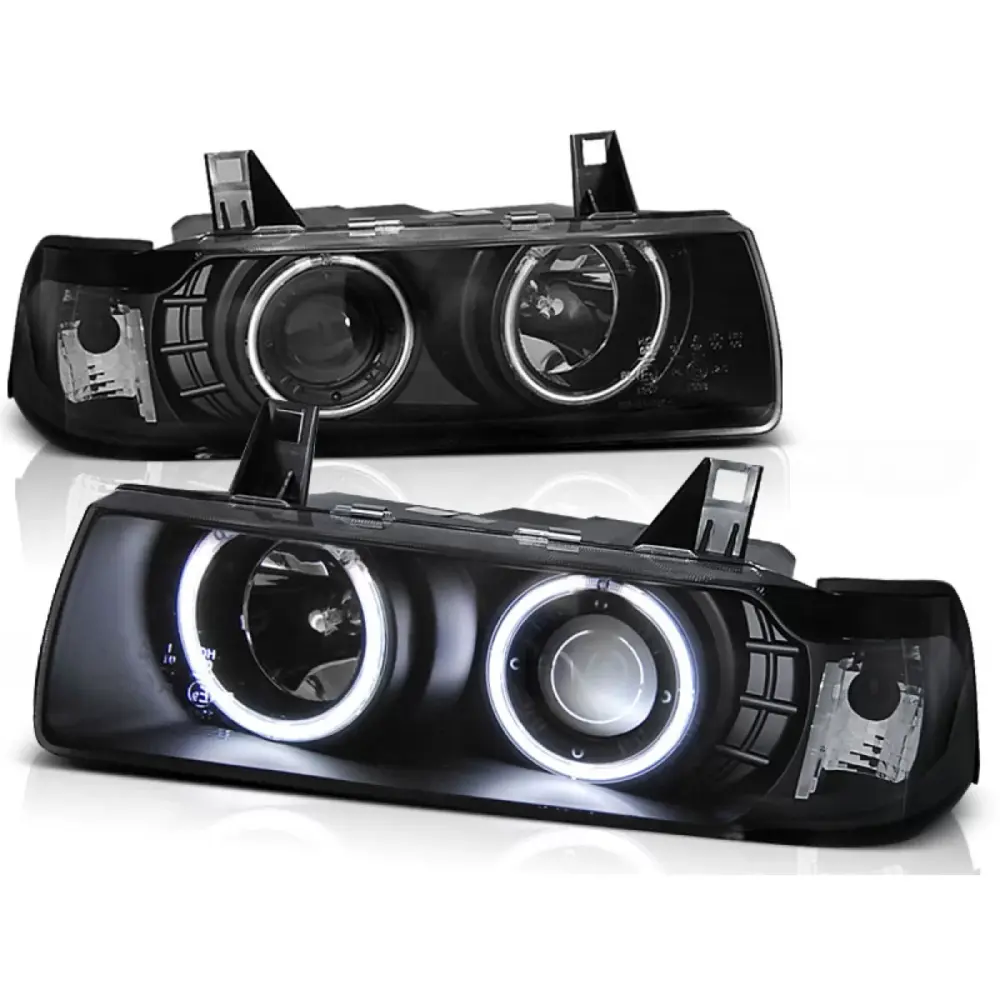 Fari Angel Eyes CCFL Neri Anteriori per BMW E36 12.90-08.99 C/c