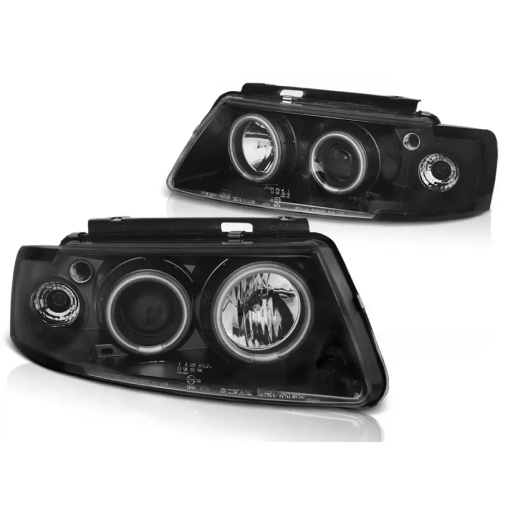 Fari Angel Eyes CCFL Neri Anteriori per VW Passat B5 3B 96-08