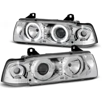 Fari Angel Eyes Cromati Anteriori per BMW E36 12.90-08.99 S/c/t