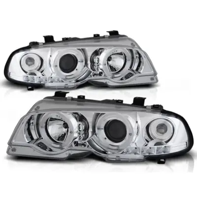 Fari Angel Eyes Cromati Anteriori per BMW E46 Coupe 04.99-03.03