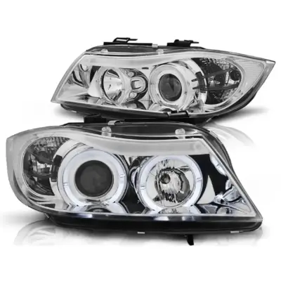 Fari Angel Eyes Cromati Anteriori per BMW E90 E91 03.05-08.08