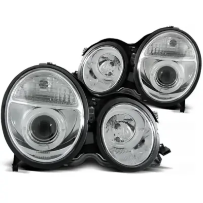 Fari Angel Eyes Cromati Anteriori per Mercedes E-klasa W210 06.99-02