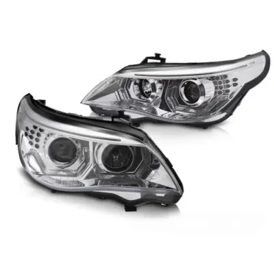 Fari Angel Eyes LED 3D Cromati Anteriori per BMW E60 E61 03-07