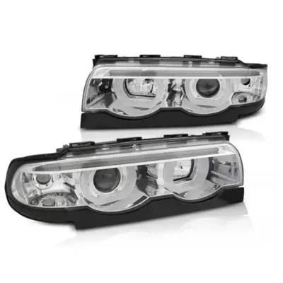 Fari Angel Eyes LED 3D Cromo Anteriori per BMW E38 94-01