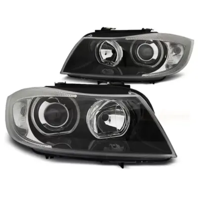 Fari Angel Eyes LED Neri Anteriori per BMW E90 E91 03.05-11