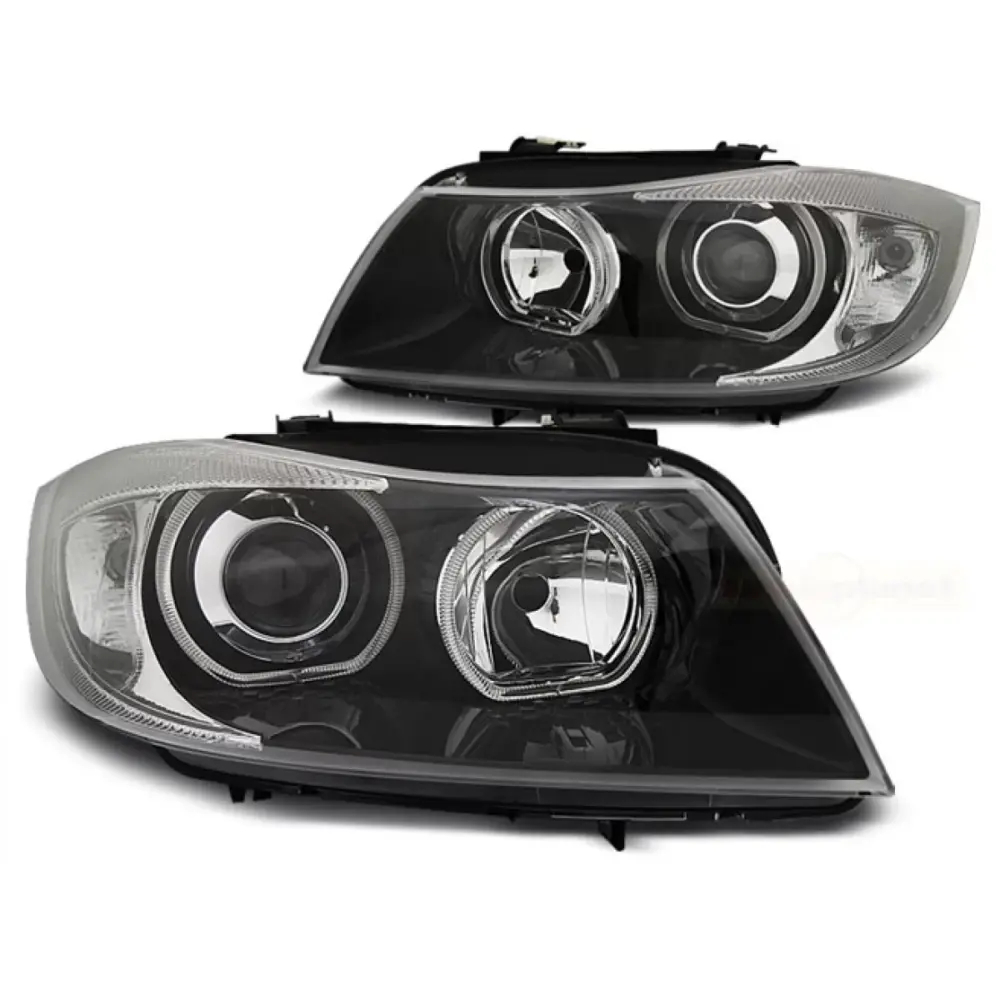 Fari Angel Eyes LED Neri Anteriori per BMW E90 E91 03.05-11