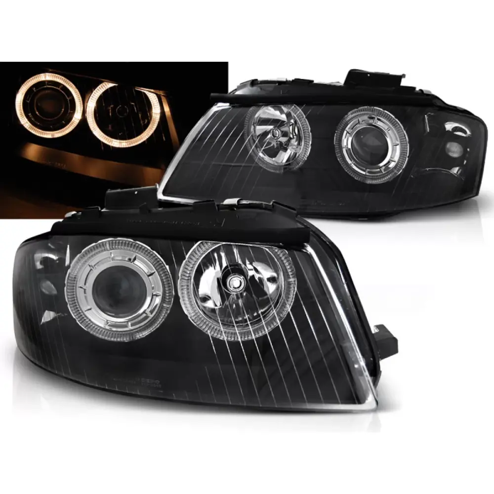 Fari Angel Eyes Neri Anteriori per Audi A3 8P 05.03-03.08
