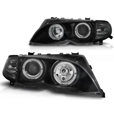 Fari Angel Eyes Neri Anteriori per BMW E46 09.01-03.05