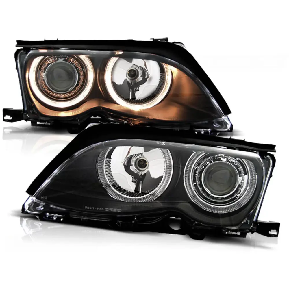 Fari Angel Eyes Neri Anteriori per BMW E46 09.01-03.05 S/t