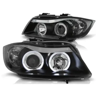 Fari Angel Eyes Neri Anteriori per BMW E90 E91 03.05-08.08