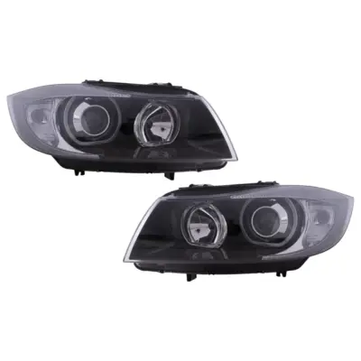 Fari Angel Eyes Neri Anteriori per BMW Serie 3 E90 E91 2005-2011