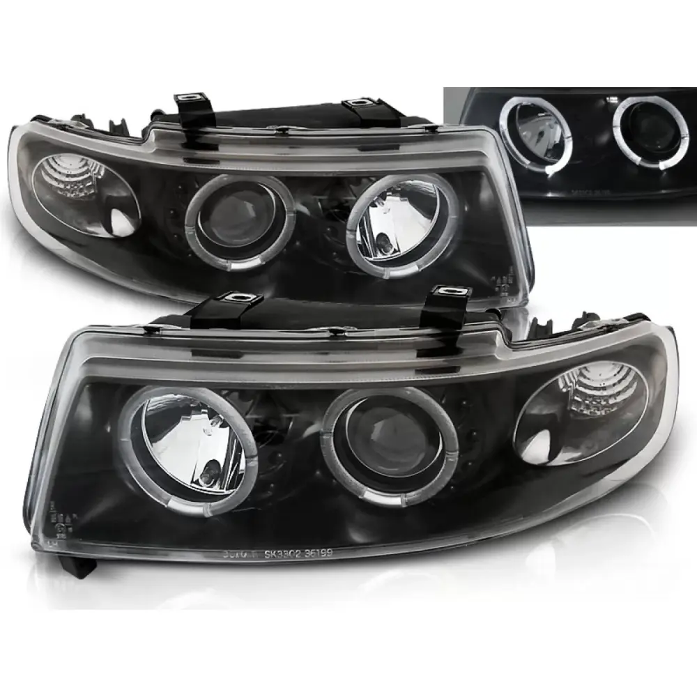 Fari Angel Eyes Neri Anteriori per Seat Leon Toledo 04.99-08.04