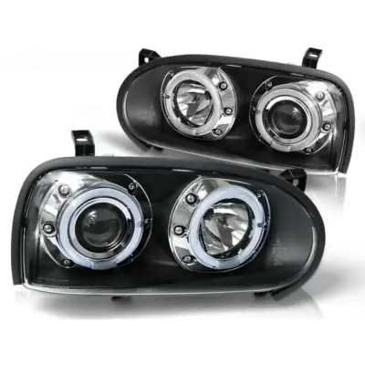 Fari Angel Eyes Neri Anteriori per VW Golf 3 09.91-08.97