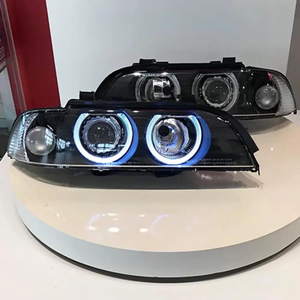 Fari Anteriori Angel Eyes Facelift LCI Neri H7 per BMW 5 E39 95-03