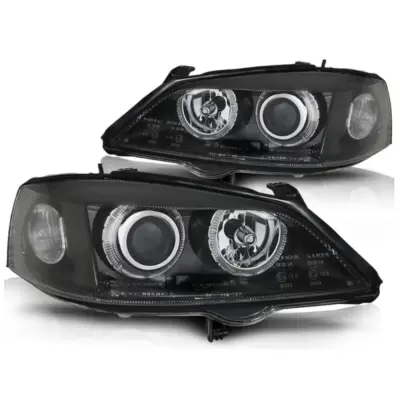 Fari Anteriori Angel Eyes Neri per Opel Astra G 09.97-02.04