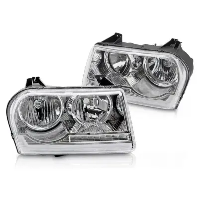 Fari Anteriori con Indicatori Dinamici Cromati per Chrysler 300c 2005-2008 Dx Sx