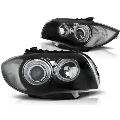 Fari Anteriori con LED Angel Eyes per BMW 1 E81 E82 E87 E88 2004-2013 Dx Sx