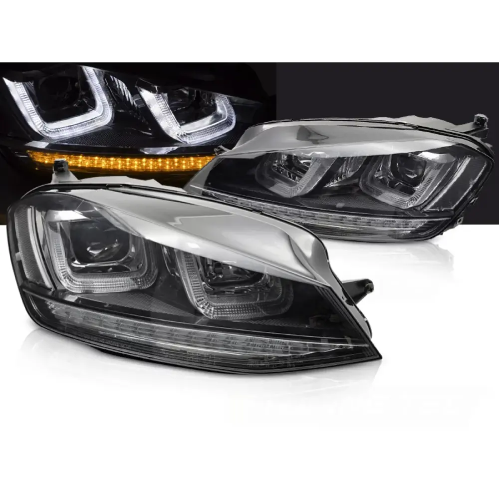 Fari Anteriori con Sequenza Nera e Linea per Volkswagen Golf 7 13-17