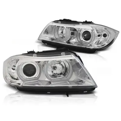 Fari Anteriori Cromati Dx e Sx per BMW Serie 3 E90 03-08