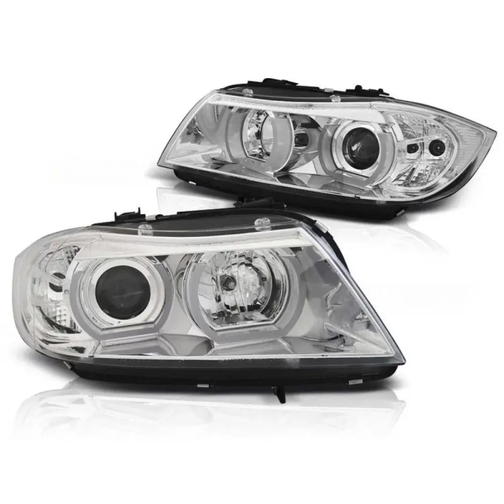 Fari Anteriori Cromati Dx e Sx per BMW Serie 3 E90 03-08