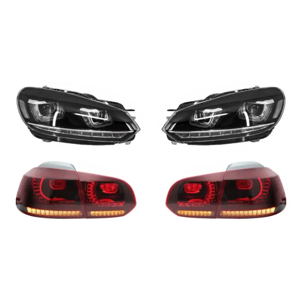 Fari Anteriori Cromati LED con Fanali Posteriori Full LED per VW Golf 6