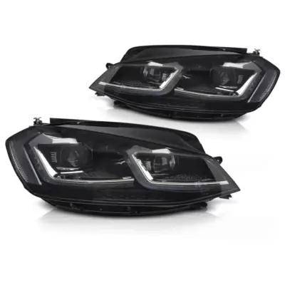 Fari Anteriori LED Argento con Luci Diurne Sequenziali per VW Golf Vii 17-19