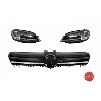 Fari Anteriori LED con Frecce Dinamiche e Griglia Centrale VW Golf 7 2012-2017