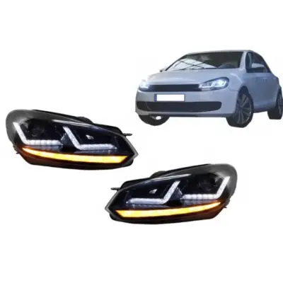 Fari Anteriori LED Dinamici Neri Xeno per Volkswagen Golf 6 2008-2012