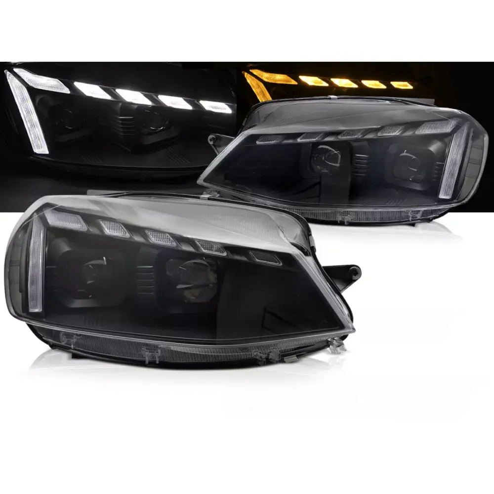 Fari Anteriori Neri LED con Luci Diurne Sequenziali e Welcome VW Golf 7 17-19