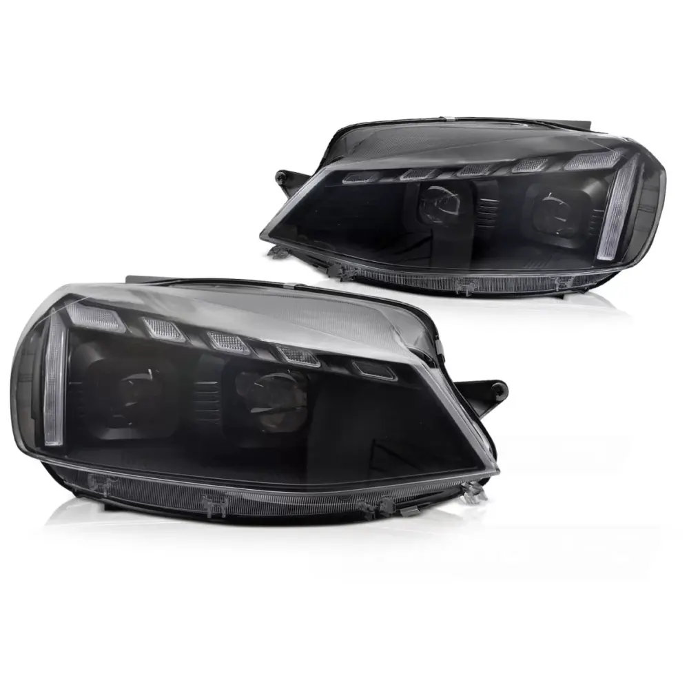 Fari Anteriori Neri LED con Luci Diurne Sequenziali e Welcome VW Golf 7 17-19