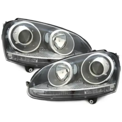 Fari Anteriori Neri Sinistri LHD per VW Golf V 5 Jetta 2003-2009 GTI Look