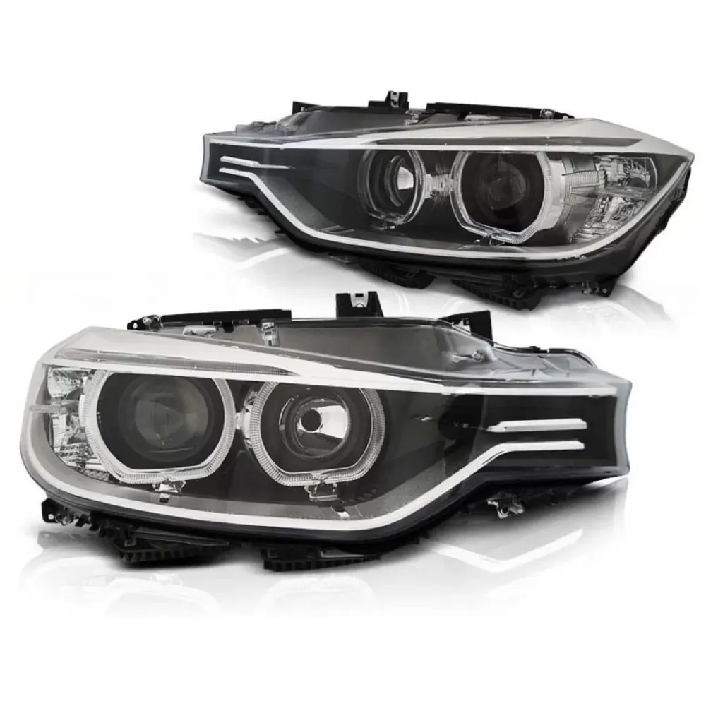 Fari Anteriori Neri Sinistro e Destro per BMW Serie 3 F30 2011-2015
