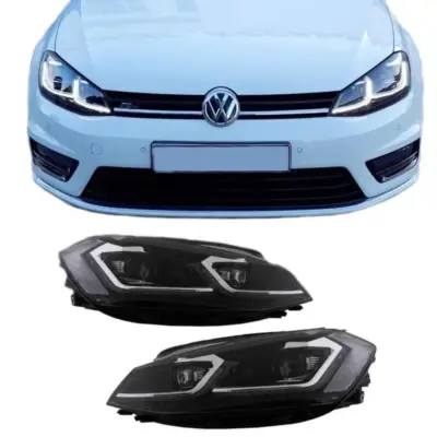 Fari Anteriori Set Nero Argento H7 con Motorino VW Golf Vii 12-17 Look 7.5 GTI