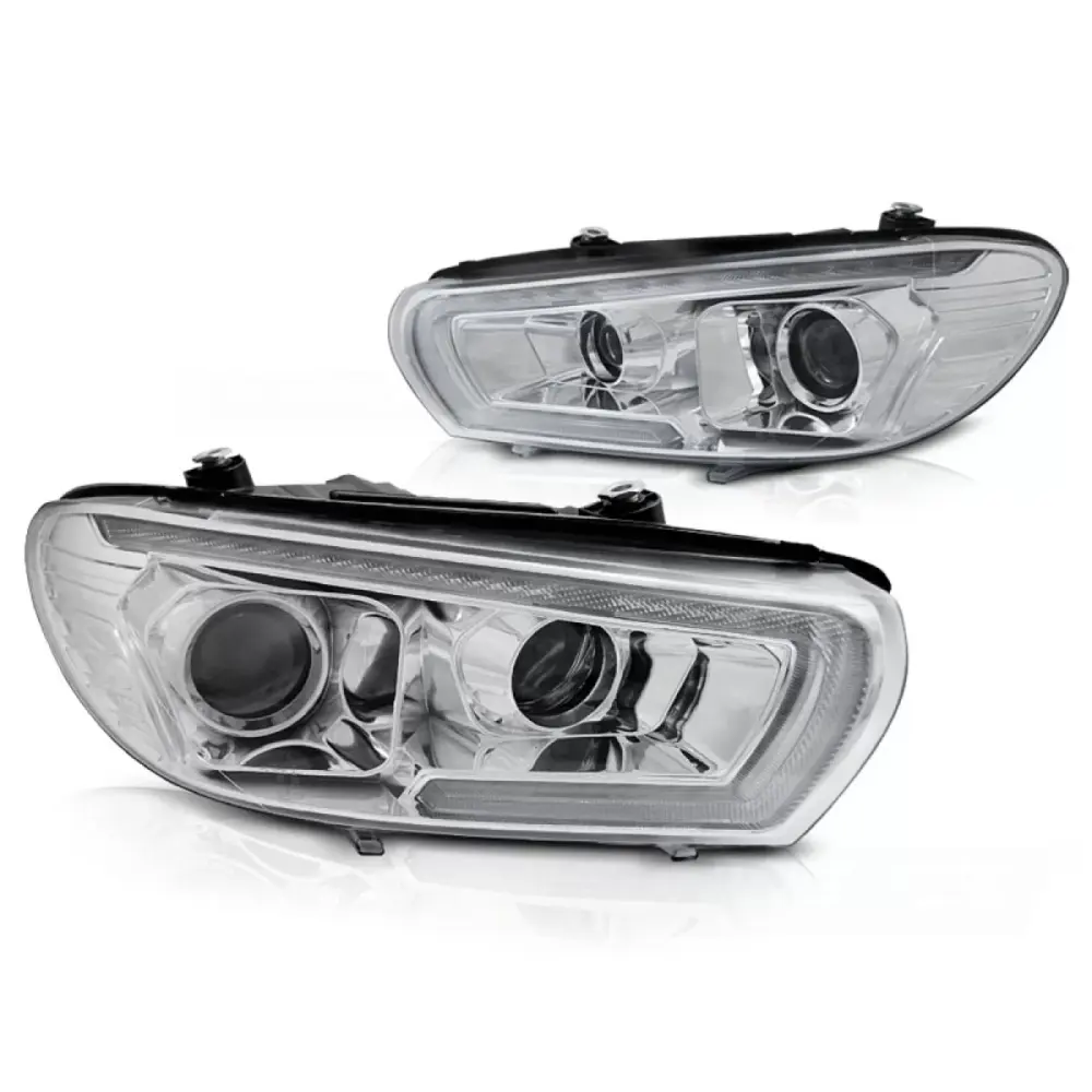 Fari Anteriori Tubo LED Sequenziale Cromato per VW Scirocco 08-04.14