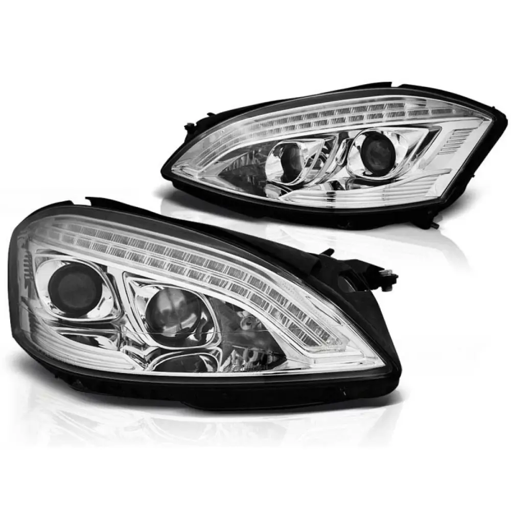 Fari Anteriori Tuning con Base Cromata per Mercedes Classe S W221 2005-2009