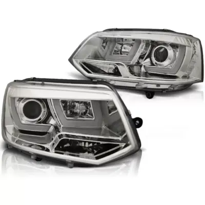 Fari Anteriori U-led Cromati per Volkswagen Transporter T5 2010-2015