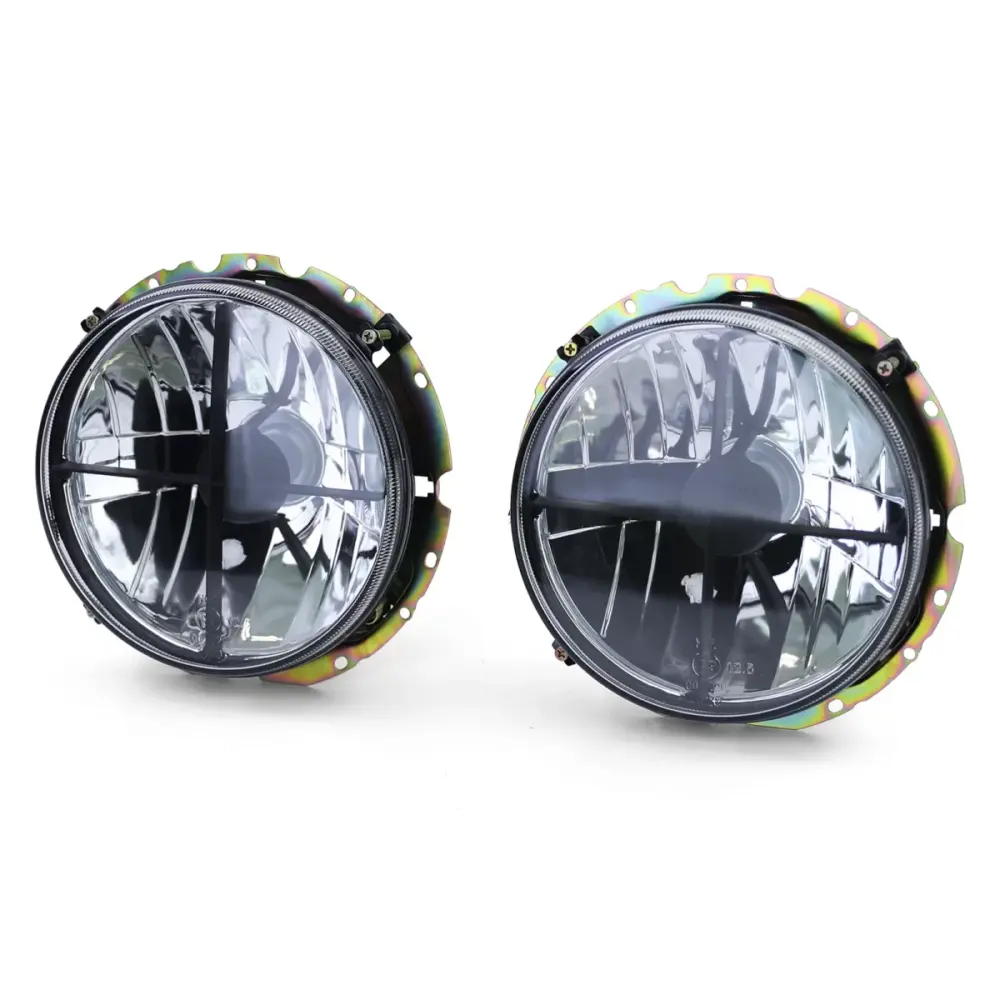 Fari Anteriori Vetro Trasparente Fumo Nero con Griglia per VW Lt 28 35 40 45
