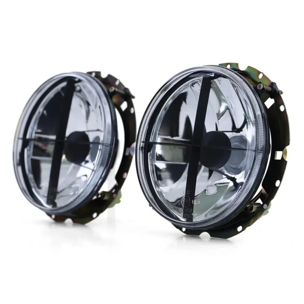 Fari Anteriori Vetro Trasparente Fumo Nero con Griglia per VW Lt 28 35 40 45