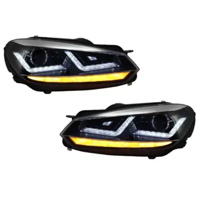 Fari Anteriori Xenon LED Dinamici Cromati per Volkswagen Golf 6 2008-2012